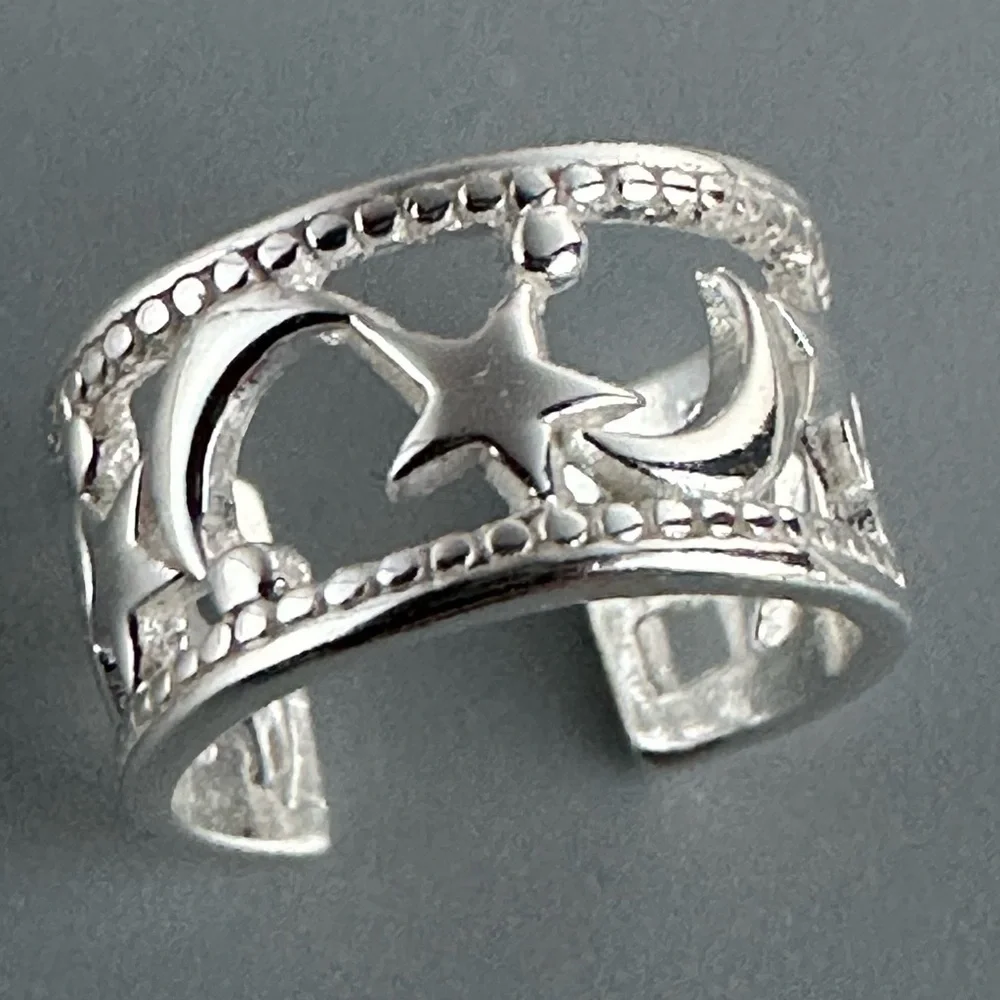 Sterling Silver Moon and Star Ear Cuff
